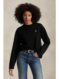 βαμβακερή μπλούζα με μακριά μανίκια polo ralph lauren χρώμα: μαύρο, 211967105 100% βαμβάκι