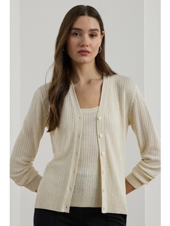 λινή ζακέτα lauren ralph lauren χρώμα μπεζ, 200971350 63%