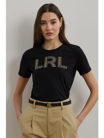βαμβακερό μπλουζάκι lauren ralph lauren χρώμα μαύρο