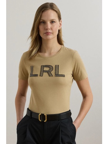 βαμβακερό μπλουζάκι lauren ralph lauren χρώμα μπεζ