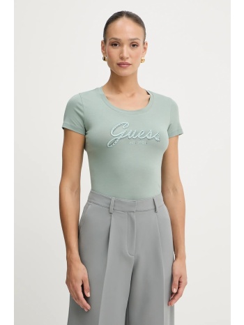 μπλουζάκι guess χρώμα πράσινο, w5yi46 j1314 95% βαμβάκι