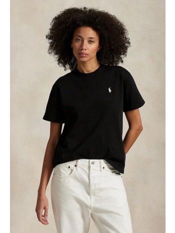 βαμβακερό μπλουζάκι polo ralph lauren χρώμα μαύρο