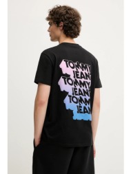 βαμβακερό μπλουζάκι tommy jeans ανδρικό, χρώμα: μαύρο, dm0dm21589 100% βαμβάκι