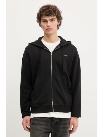 βαμβακερή μπλούζα hugo χρώμα μαύρο, με κουκούλα, 50548651