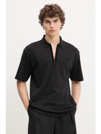 πόλο hugo χρώμα μαύρο, 50542313 κύριο υλικό 55% βαμβάκι