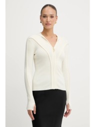 μάλλινη ζακέτα victoria beckham γυναικεία, χρώμα: μπεζ, 1325ktp006406a 82% μαλλί μερινό, 16% πολυαμί