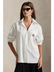 βαμβακερό πουκάμισο polo ralph lauren χρώμα: άσπρο, 211971509 100% βαμβάκι