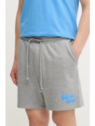 βαμβακερό σορτσάκι tommy jeans ανδρικό, χρώμα: γκρι, dm0dm21803 100% βαμβάκι