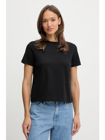 βαμβακερό μπλουζάκι calvin klein χρώμα μαύρο, lv044c905g