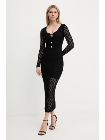 φόρεμα guess alba χρώμα μαύρο, w5yk85 z0010 υλικό 1 100%