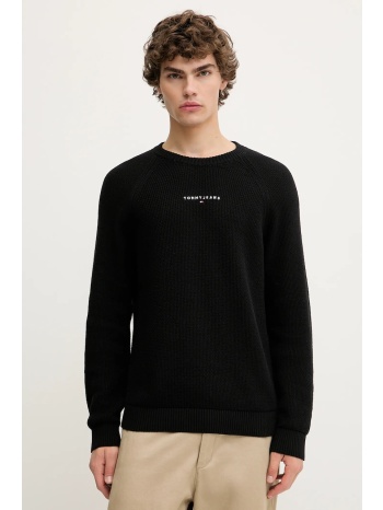 πουλόβερ tommy jeans χρώμα μαύρο, dm0dm21655 55% βαμβάκι