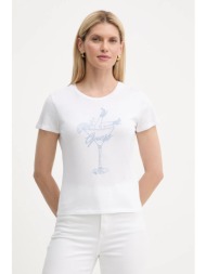 βαμβακερό μπλουζάκι guess tini χρώμα: άσπρο, w5yi31 k9rm1 100% οργανικό βαμβάκι