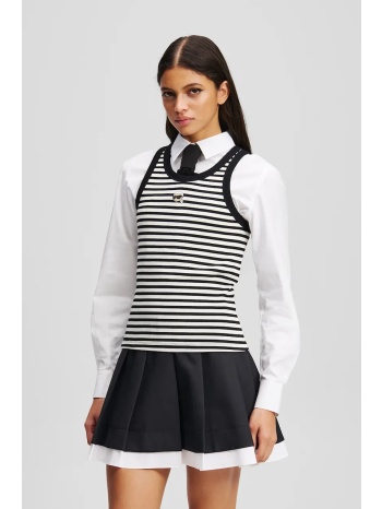 βαμβακερό τοπ karl lagerfeld χρώμα μαύρο, a3w17079 97%