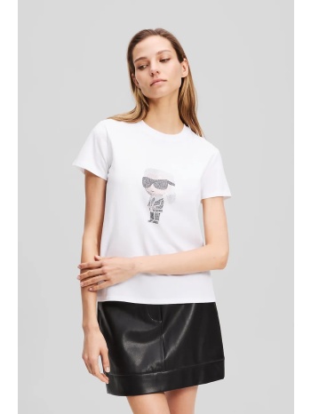 βαμβακερό μπλουζάκι karl lagerfeld χρώμα άσπρο, a3w17076
