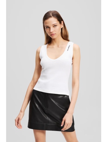 βαμβακερό τοπ karl lagerfeld χρώμα άσπρο, a3w17005 97%
