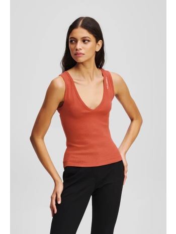 βαμβακερό τοπ karl lagerfeld χρώμα πορτοκαλί, a3w17005 97%