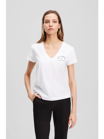 βαμβακερό μπλουζάκι karl lagerfeld χρώμα άσπρο, a3w17104