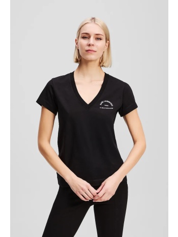 βαμβακερό μπλουζάκι karl lagerfeld χρώμα μαύρο, a3w17104