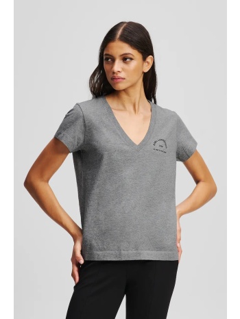 βαμβακερό μπλουζάκι karl lagerfeld χρώμα γκρι, a3w17104