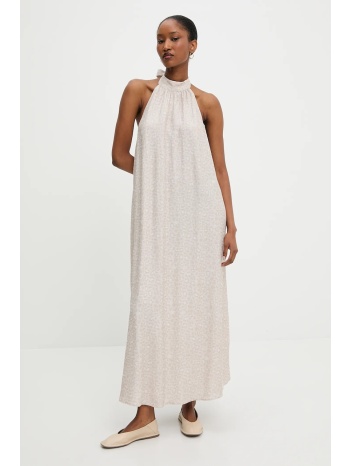 φόρεμα με λινό answear lab χρώμα μπεζ 82% βισκόζη, 12%
