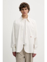 βαμβακερό πουκάμισο bluemarble ανδρικό, χρώμα: μπεζ, sh41.po26a25 100% βαμβάκι