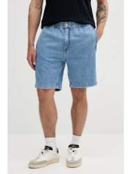 τζιν σορτς calvin klein jeans ανδρικό, χρώμα: μπλε, j30j327506 82% βαμβάκι, 18% lyocell