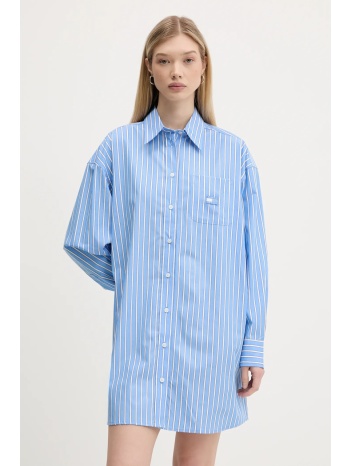 βαμβακερό φόρεμα tommy jeans χρώμα μπλε, dw0dw21122 100%