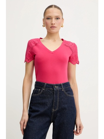βαμβακερό μπλουζάκι morgan χρώμα ροζ, dmaty 100% βαμβάκι