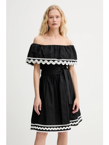 βαμβακερό φόρεμα morgan χρώμα μαύρο, rcapri κύριο υλικό