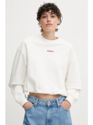 βαμβακερή μπλούζα tommy jeans γυναικεία, χρώμα: άσπρο, dw0dw20947 100% βαμβάκι