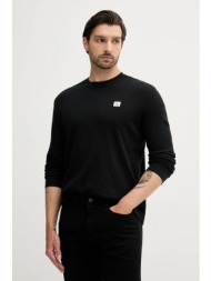 μακρυμάνικο calvin klein jeans χρώμα: μαύρο, lv040em217 60% βαμβάκι, 40% πολυεστέρας