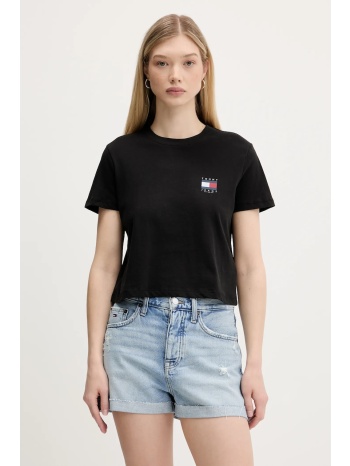 βαμβακερό μπλουζάκι tommy jeans χρώμα μαύρο, dw0dw21423