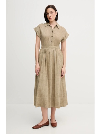 φόρεμα από λινό μείγμα pedro del hierro χρώμα πράσινο