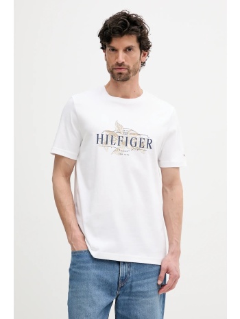 βαμβακερό μπλουζάκι tommy hilfiger ανδρικό, χρώμα άσπρο