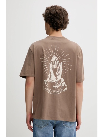 βαμβακερό μπλουζάκι the ragged priest ανδρικό, χρώμα καφέ