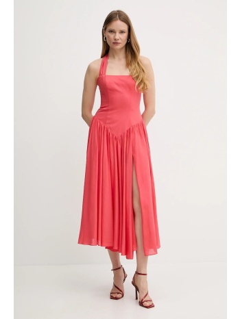 φόρεμα από λινό μείγμα bardot χρώμα ροζ, 59803db1 κύριο