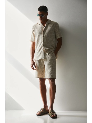 σορτς medicine χρώμα μπεζ 51% βαμβάκι, 43% πολυεστέρας, 6%