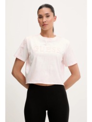 βαμβακερό μπλουζάκι guess genziana χρώμα: ροζ, v5gi19 i3z14 100% βαμβάκι