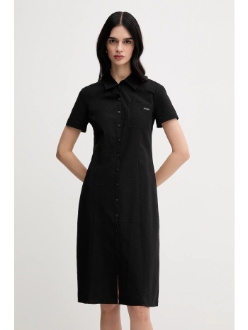 παιδικό βαμβακερό φόρεμα calvin klein jeans χρώμα μαύρο