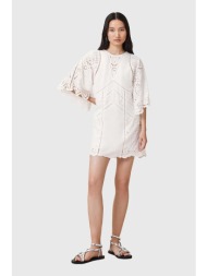 βαμβακερό φόρεμα allsaints luci χρώμα: άσπρο, w138dc 100% οργανικό βαμβάκι