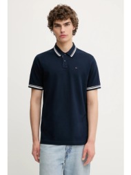 βαμβακερό μπλουζάκι πόλο tommy jeans ανδρικό, χρώμα: ναυτικό μπλε, dm0dm21846 100% βαμβάκι