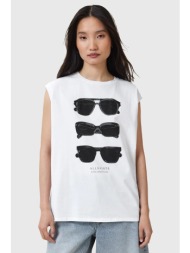 βαμβακερή μπλούζα allsaints sunnies γυναικεία, χρώμα: άσπρο, w163jc 100% οργανικό βαμβάκι
