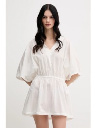 βαμβακερό φόρεμα united colors of benetton χρώμα: μπεζ, 4opj5v02g 100% βαμβάκι