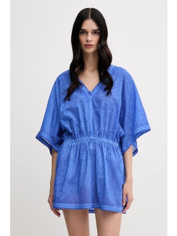 βαμβακερό φόρεμα united colors of benetton χρώμα μοβ