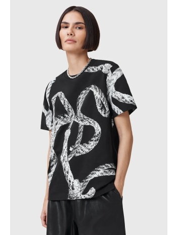 βαμβακερό μπλουζάκι allsaints halyard χρώμα μαύρο, w153jc