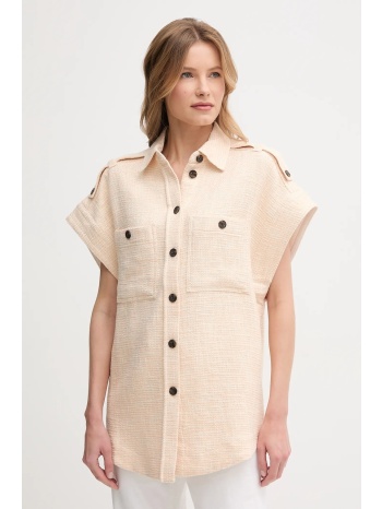 πουκάμισο mos mosh χρώμα μπεζ, 150140 υλικό 1 83%