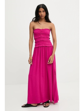 φόρεμα με λινό answear lab χρώμα ροζ κύριο υλικό 70%