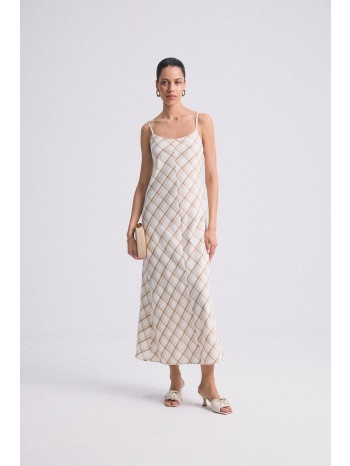 βαμβακερό φόρεμα answear lab χρώμα μπεζ 100% βαμβάκι