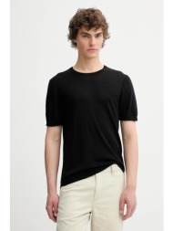 μάλλινο μπλουζάκι rag & bone ανδρικό, χρώμα: μαύρο, mbs25p017bm17 75% μαλλί, 25% lyocell