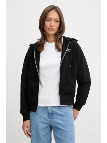 μπλούζα calvin klein jeans χρώμα μαύρο, με κουκούλα